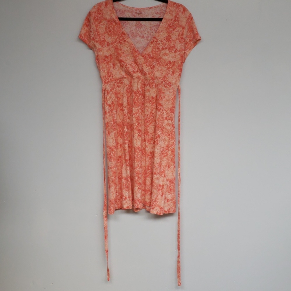 Garnet Hill Pink Floral V-neck Dress